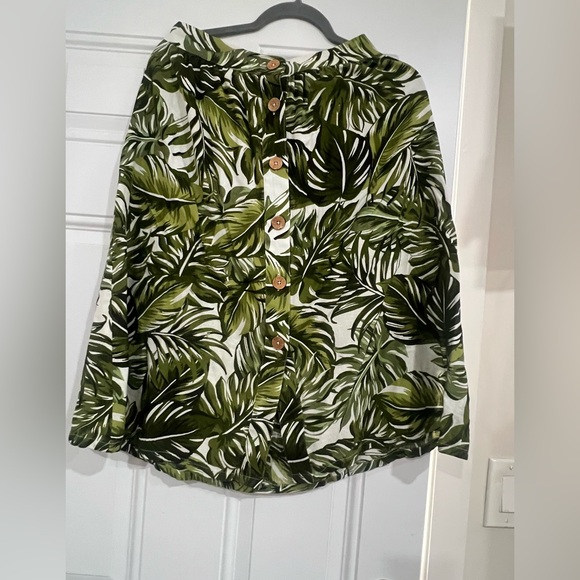 BCBGeneration Green Leaf Print A-Line Skirt - Picture 2 of 6